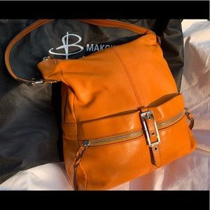 B Makowsky Orange Glove Leather Handbag Like New
